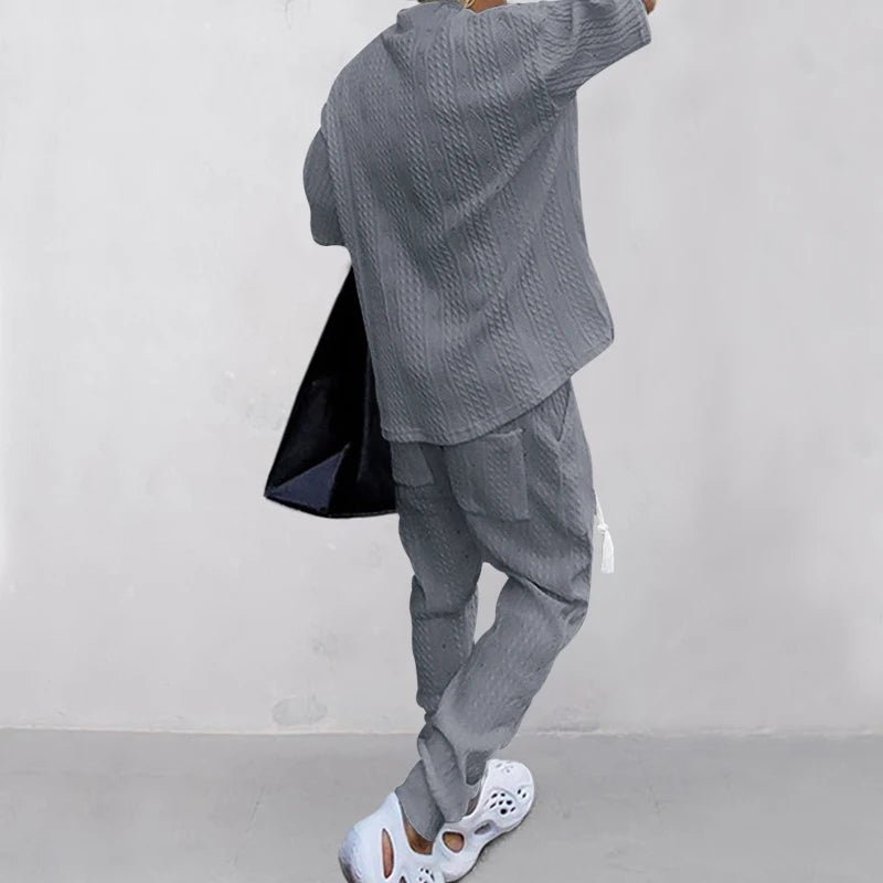 Conjunto em Tricô masculino - Calça + Camisa Oversized