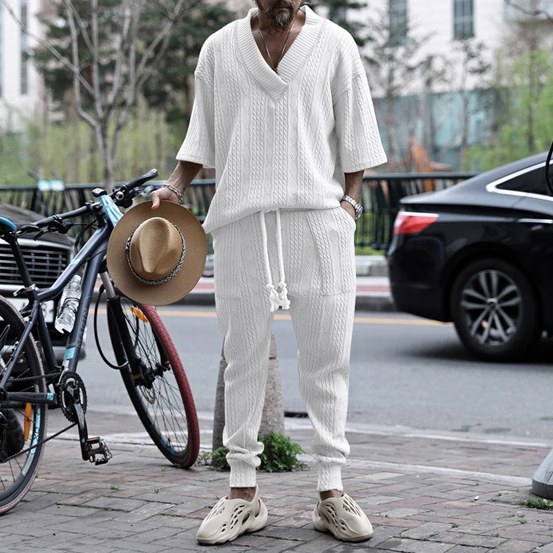 Conjunto em Tricô masculino - Calça + Camisa Oversized