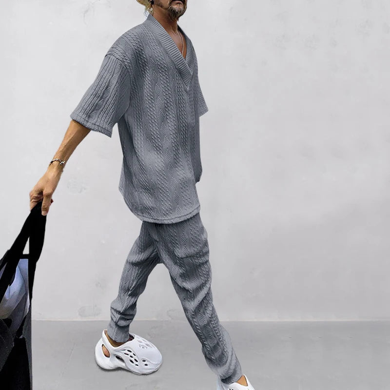 Conjunto em Tricô masculino - Calça + Camisa Oversized