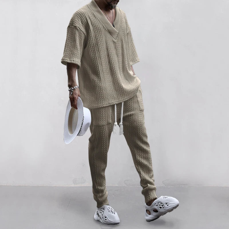 Conjunto em Tricô masculino - Calça + Camisa Oversized