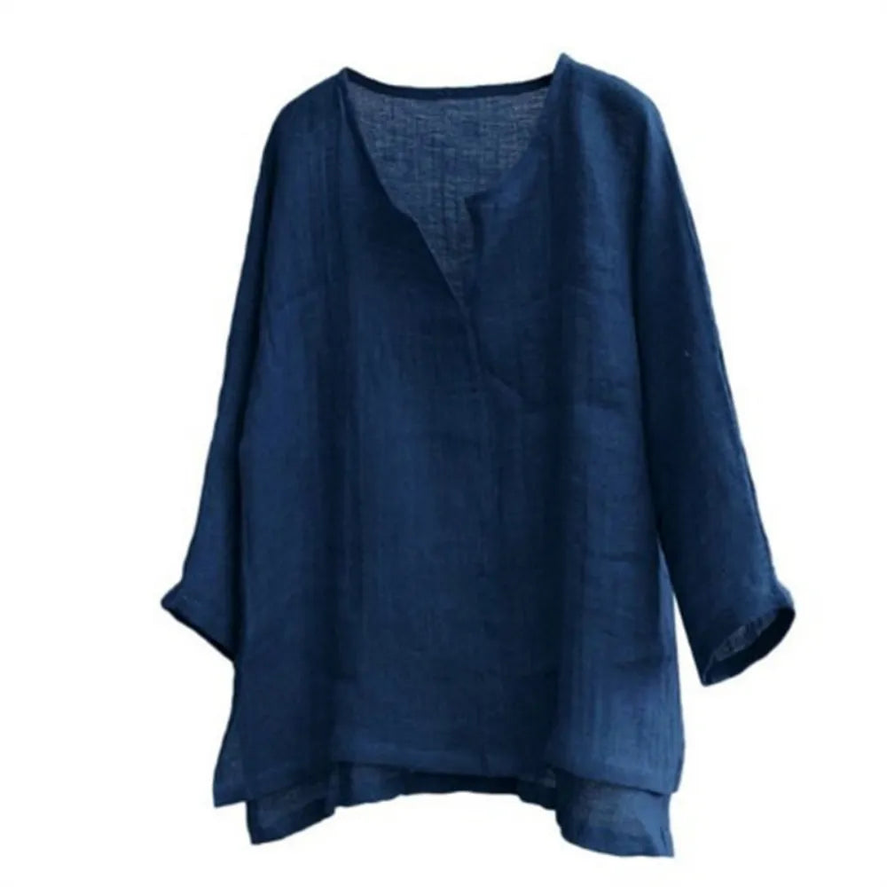 Camisa de Linho manga solta Gola V