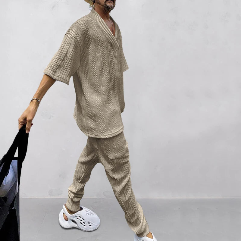 Conjunto em Tricô masculino - Calça + Camisa Oversized