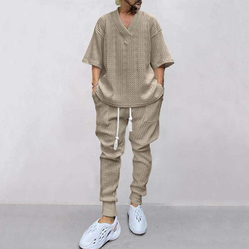 Conjunto em Tricô masculino - Calça + Camisa Oversized