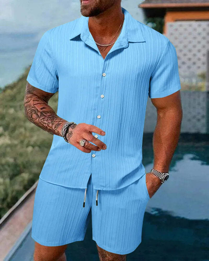 Conjunto em Linho - Camisa + Short Monocromático Classic