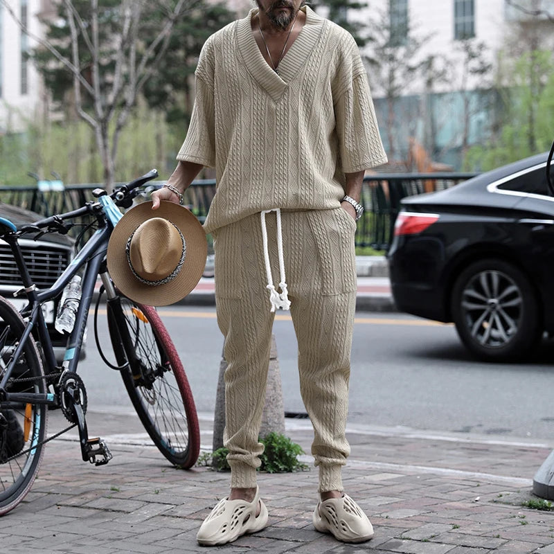 Conjunto em Tricô masculino - Calça + Camisa Oversized