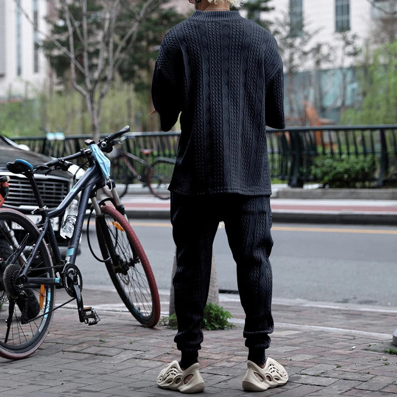 Conjunto em Tricô masculino - Calça + Camisa Oversized