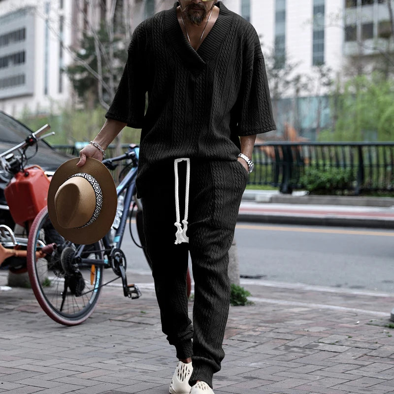 Conjunto em Tricô masculino - Calça + Camisa Oversized