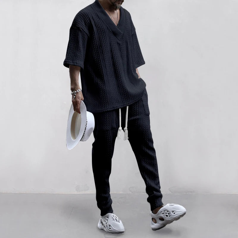 Conjunto em Tricô masculino - Calça + Camisa Oversized