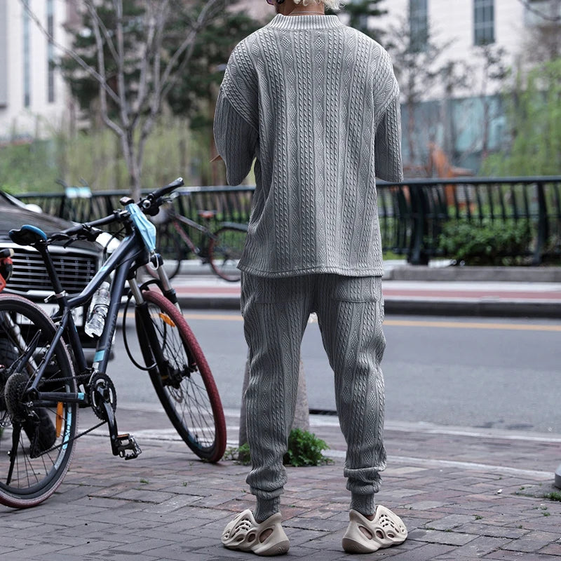 Conjunto em Tricô masculino - Calça + Camisa Oversized