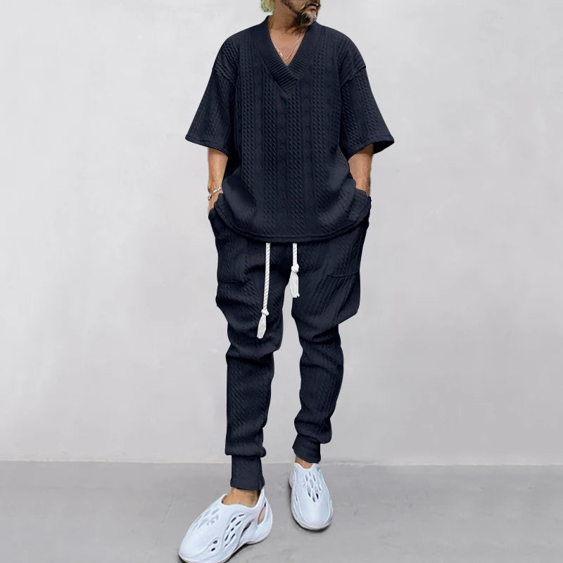 Conjunto em Tricô masculino - Calça + Camisa Oversized