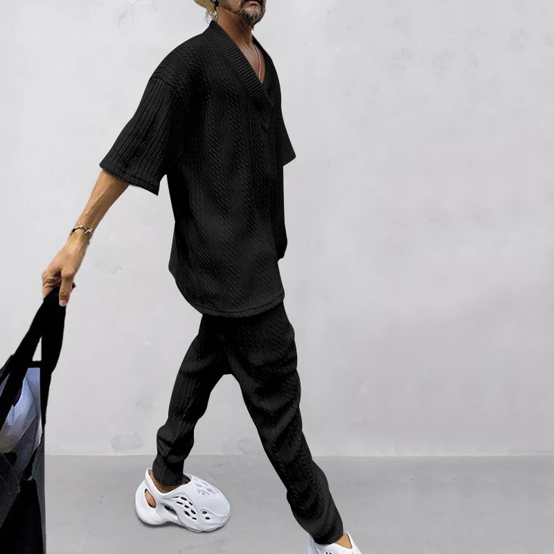 Conjunto em Tricô masculino - Calça + Camisa Oversized