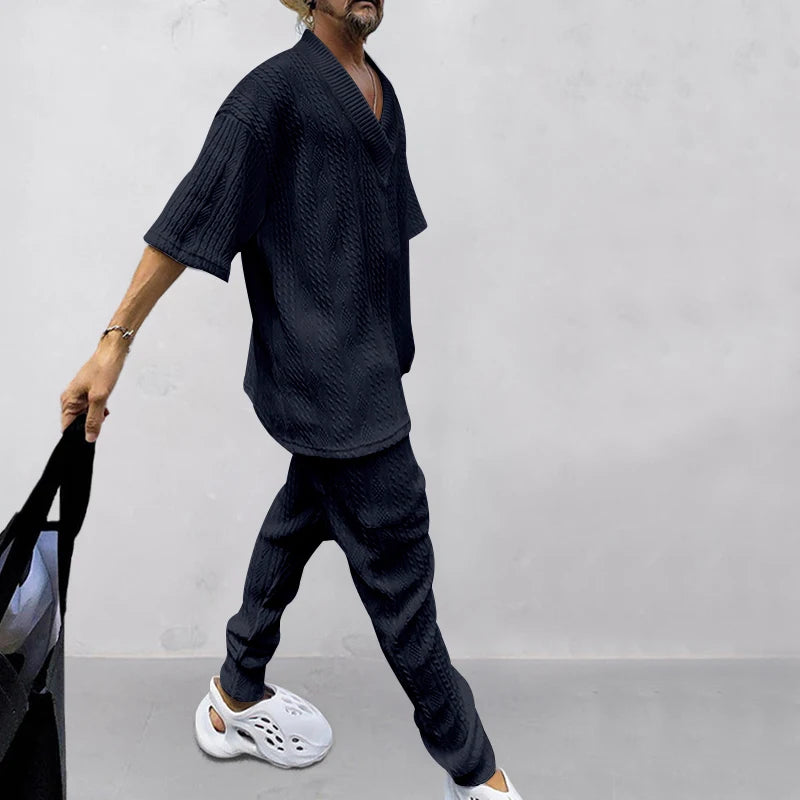 Conjunto em Tricô masculino - Calça + Camisa Oversized