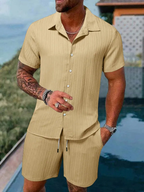 Conjunto em Linho - Camisa + Short Monocromático Classic