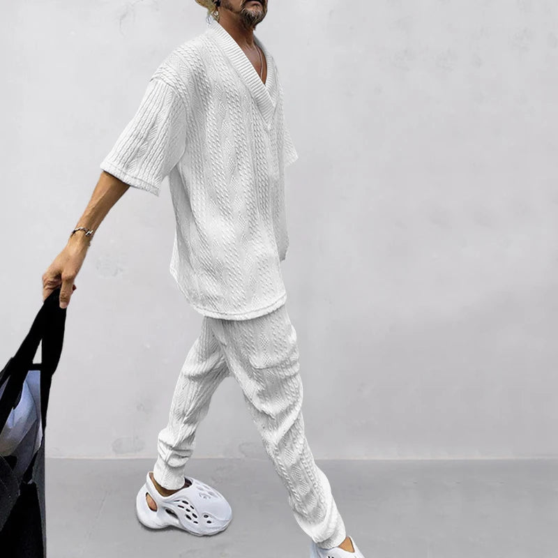 Conjunto em Tricô masculino - Calça + Camisa Oversized