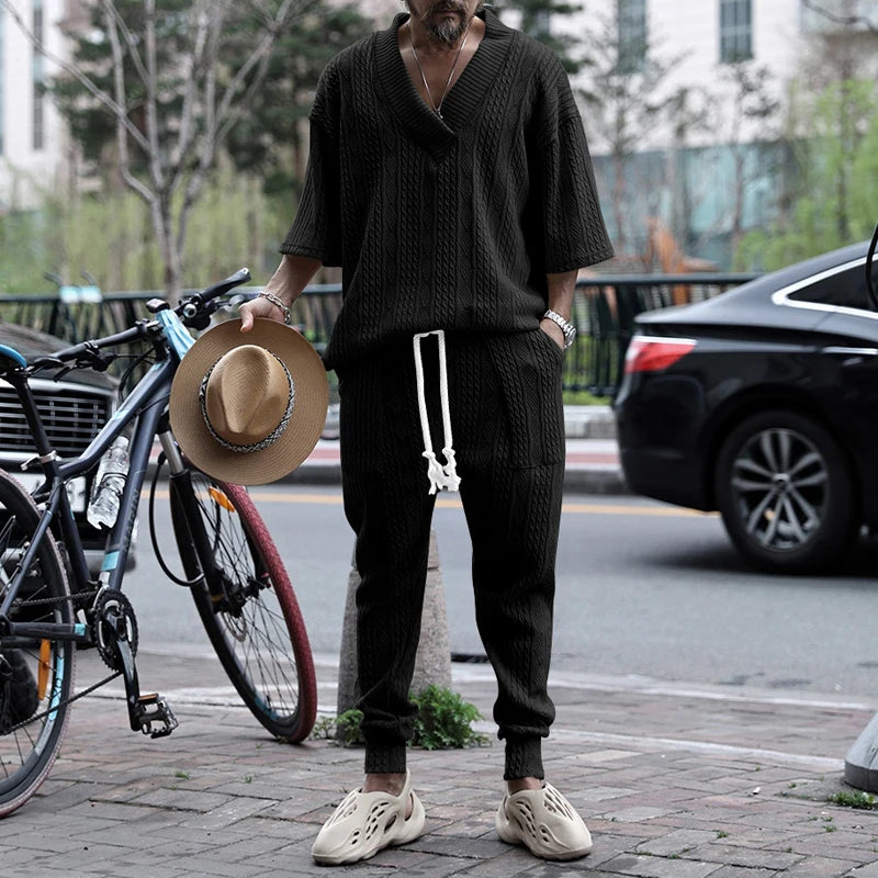 Conjunto em Tricô masculino - Calça + Camisa Oversized