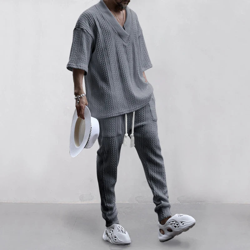 Conjunto em Tricô masculino - Calça + Camisa Oversized