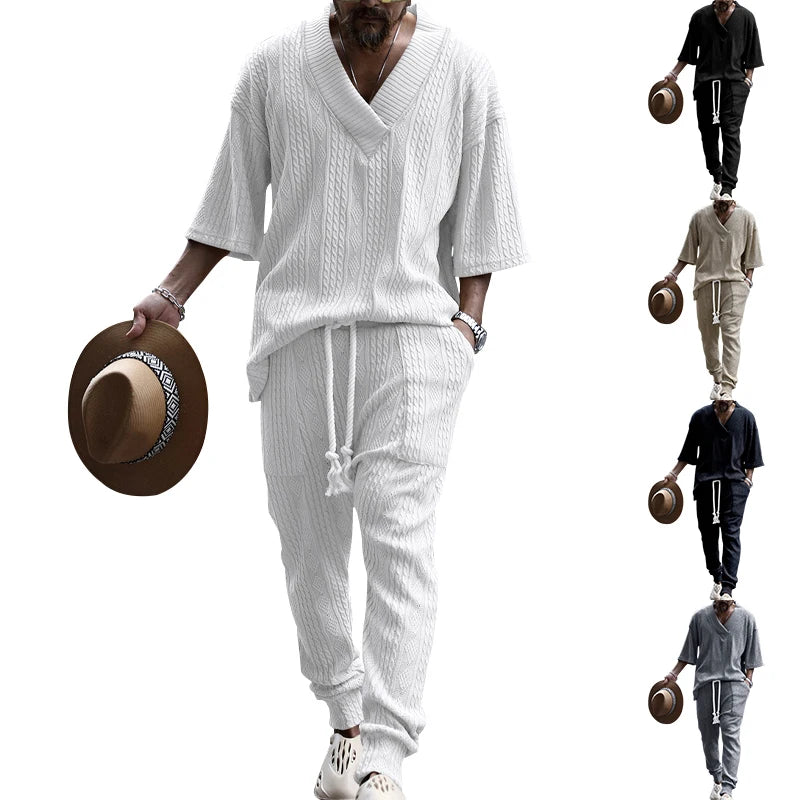 Conjunto em Tricô masculino - Calça + Camisa Oversized