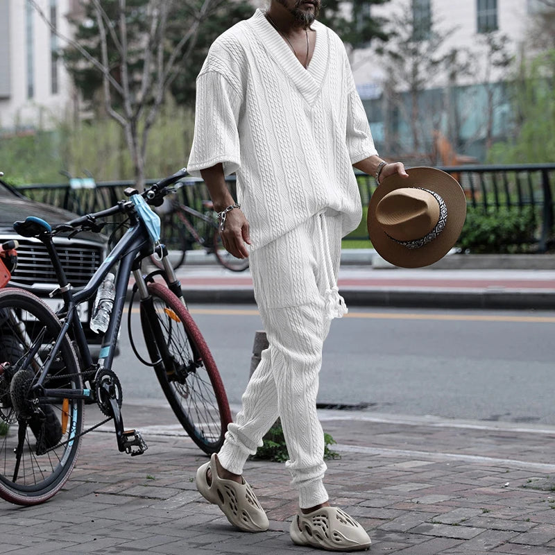 Conjunto em Tricô masculino - Calça + Camisa Oversized