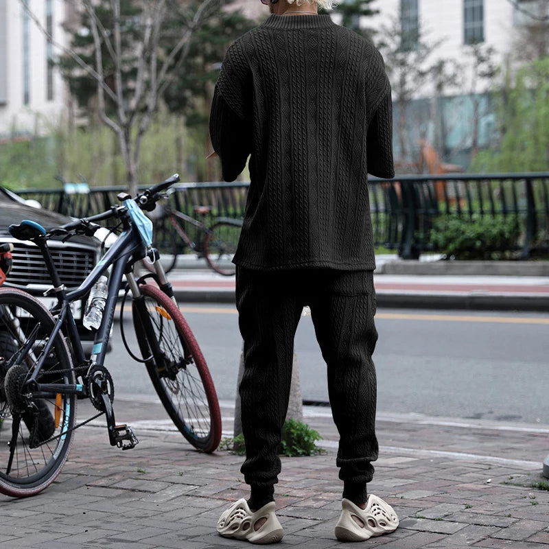 Conjunto em Tricô masculino - Calça + Camisa Oversized