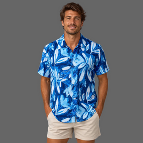 Camisa Masculina Havaiana Blue Mirage