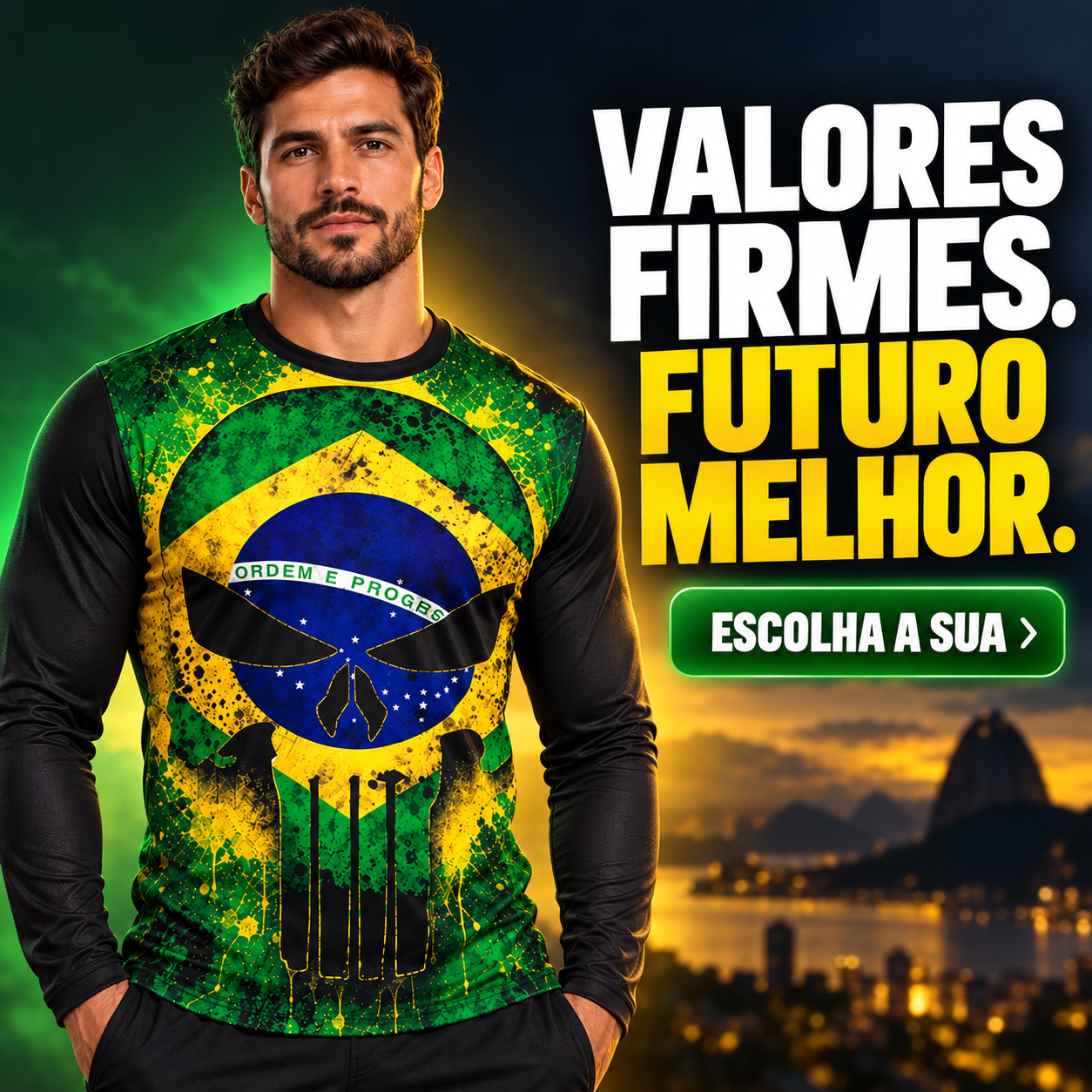 Camisa UV50+ Brasil Patriota