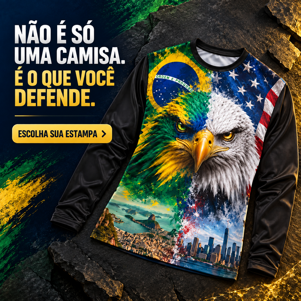 Camisa UV50+ Brasil Patriota