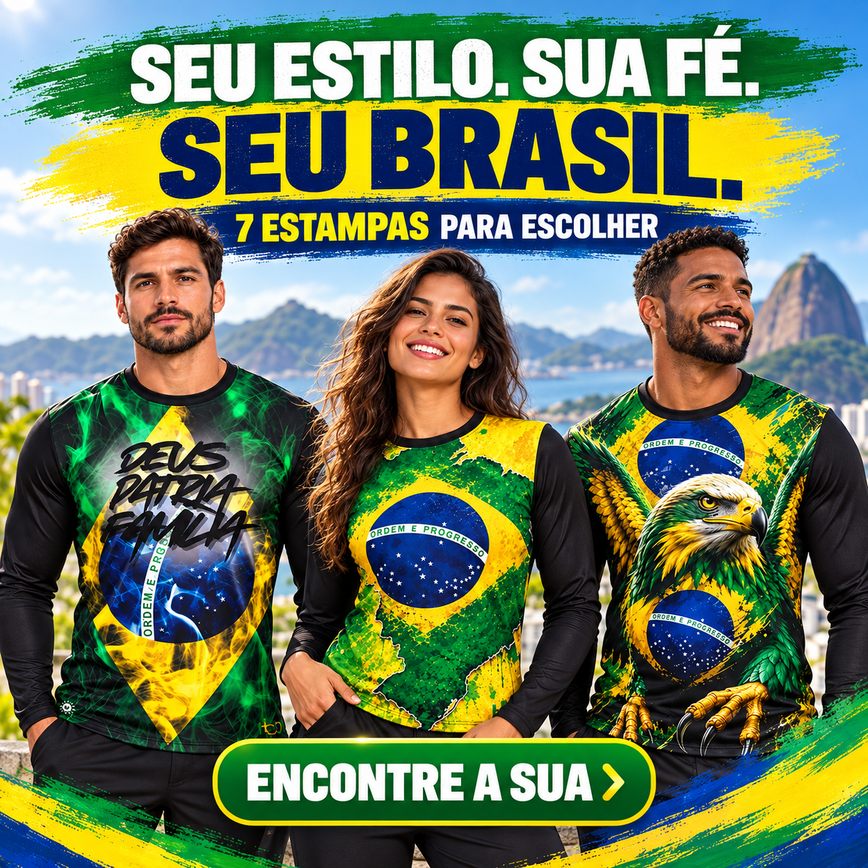 Camisa UV50+ Brasil Patriota