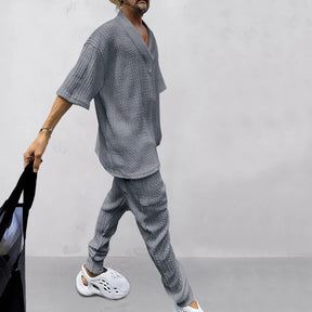 Conjunto em Tricô masculino - Calça + Camisa Oversized
