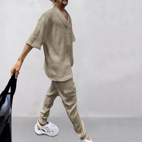 Conjunto em Tricô masculino - Calça + Camisa Oversized