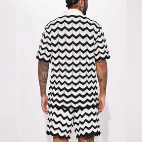 Conjunto Masculino em Tricô - Camisa e Shorts Estampados