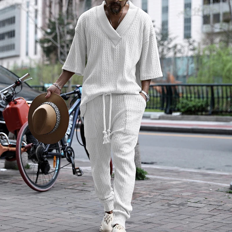 Conjunto em Tricô masculino - Calça + Camisa Oversized