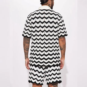 Conjunto Masculino em Tricô - Camisa e Shorts Estampados
